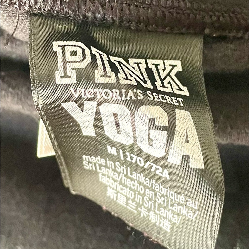 Victoria’s Secret PINK Black White Silver‎ Logo Dog Flat Yoga Leggings Size M - Picture 7 of 8
